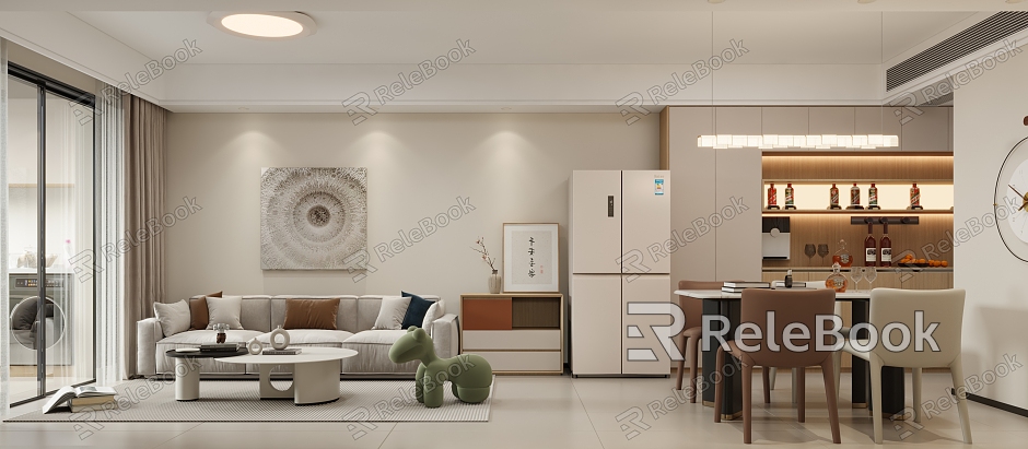 Modern Cream Living Room Dining Room Master Bedroom Toilet model