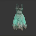 Pink Evening Dress With Intricate Lace Patterns And Flared Skirt Design
