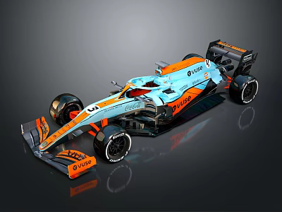 Formula 1 Racing Car With Blue And Orange Livery Cognizant Branding Aerodynamic Design 3d model