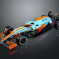 Formula 1 Racing Car With Blue And Orange Livery Cognizant Branding Aerodynamic Design