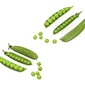 Fresh Green Pea Pods With Scattered Peas On White Background