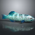 Shiny Reflective Blue Green Spotted Fish With Decorative Look On Dark Surface