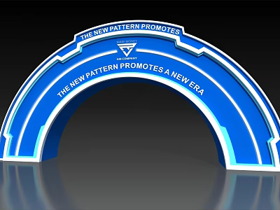 Modern Illuminated Blue Archway With New Pattern Promotes A New Era 3d model