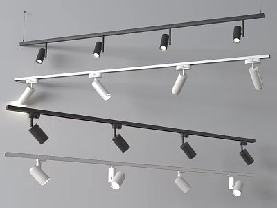 Sleek Modern Track Downlight Spotlight With Black White Finish And Adjustable Heads 3d model