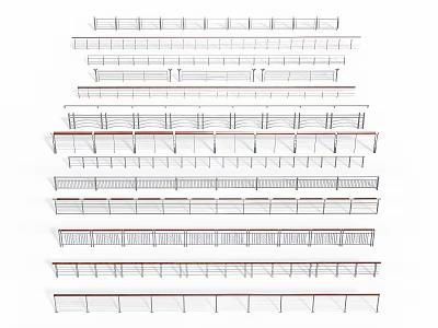 Various Fence Designs With Different Railings And Styles For Outdoor Areas 3d model
