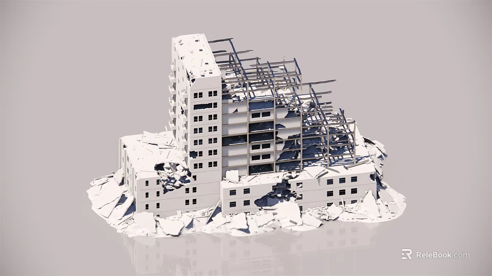 Exposed Structural Building Components Featuring Steel Frames Concrete Floors And Support Beams 3d model 
