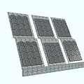 Six Architectural Building Panels With Geometric Grid Texture Arranged In Rows