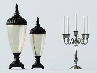 European-style candlestick decoration combination 3d model