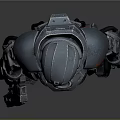 Futuristic Sci Fi Character In Advanced Armor With Helmet And Weapon