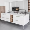 Modern Kitchen Design With White Cabinets And Wooden Storage Shelves