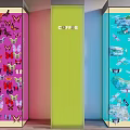 Colorful Window Display With Pink Butterfly Green FFIE And Blue Dragonfly Flower Patterns