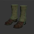 Brown Leather Boots With Beige Tall Fabric Shaft And Classic Vintage Design