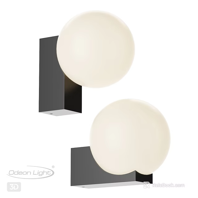 Modern Outdoor Wall Mounted Lights With Black Base And White Spherical Shades 3d model 