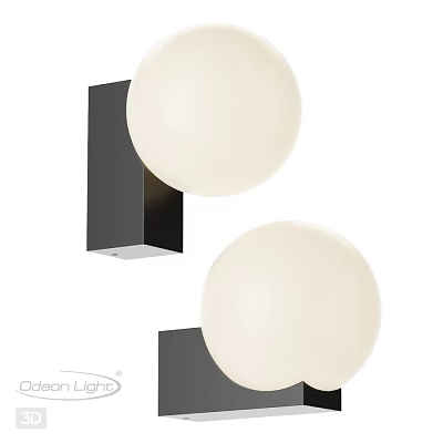 Modern Outdoor Wall Mounted Lights With Black Base And White Spherical Shades 3d model