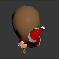 Festive Game Movie Character In Red Santa Hat Coat And Backpack With Red Boots