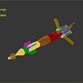 Green Military Missile With Rear Fins And Front Flame Propulsion System