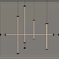 Modern Linear Chandelier With LED Tube Lights And Geometric Design Hanging In Interior