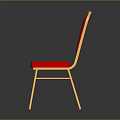 Stylish Leisure Chair With Red Cushion Backrest And Gold Frame Design