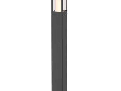 Modern Black Outdoor Post Light With Clear Glass Shade For Garden Pathway 3d model