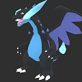 Black And Blue Dragon Character With Spikes And Wings For Game Or Movie