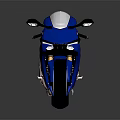 Blue And White Sport Motorcycle With Sleek Design And Blue Wheels On Reflective Surface