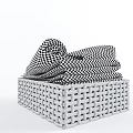 Woven Storage Basket with Rolled Light Gray Towels for Bathroom Organization