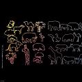 Colorful Animal Silhouette Decorative Hanging With Camel Elephant Giraffe Lion Palm Tree Black Background