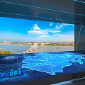 Interactive Commercial Display System With Map Projection And Scenic View For Business Use