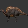 Dinosaur Model With Colorful Head Open Mouth Orange Striped Sail And Brown Body