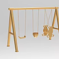 Golden Playground Swing Set with Metal Frame and Various Seats Including Bowl and Double Seats