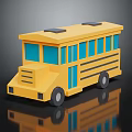 Yellow School Bus 3D Model With Blue Windows And Black Wheels 3d model