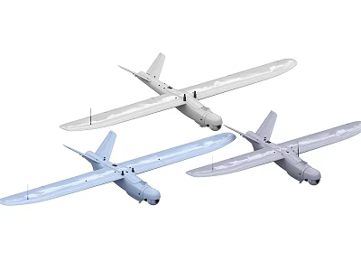 Three Fixed Wing Drone Models Gray And Blue For Aerial Missions 3d model