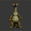 Cartoon Sloth Character With Yellow Fur Long Neck Purple Nose Standing Pose