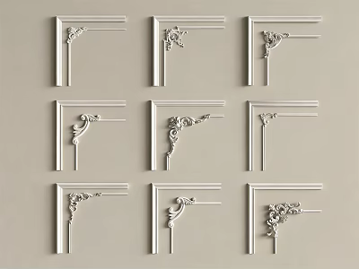 Gypsum Cornice Multiple Decorative Corner Styles With Ornate Patterns For Interior 3d model
