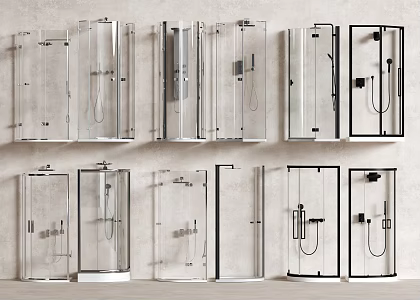 Curved shower room, corner shower room, shower room, shower head 3d model