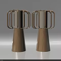 Two Modern Wooden Table Lamps With Open Frame Design And Pedestal Base
