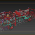 Red Functional Fire Truck With Ladder Hose Reel And Emergency Rescue Equipment