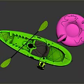 Green Kayak With Paddle And Pink Flamingo Inflatable Water Toys For Summer