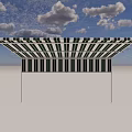 Outdoor Awning with Green and White Stripes and White Metal Frame for Patio Shade Solution