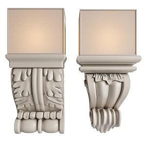 French Middle Style Wall Lamp Carved Decorative Column 3d model