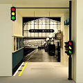 Gare de l'Est Metro Station Platform With Traffic Lights And Black White Design
