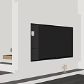 Modern White TV Wall Design With Built in TV Open Shelves And Console