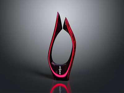 Red Modern Trophy With Shiny Glass Surface And Unique Curved Shape 3d model