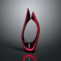 Red Modern Trophy With Shiny Glass Surface And Unique Curved Shape