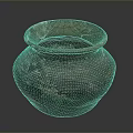Hand Carved Traditional Clay Pot With Striped Pattern And Rustic Texture 3d model