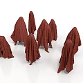 Multiple Stylish Red Cloaks With Textured Fabric For Fashion Collection