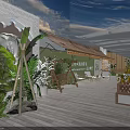 Tropical Garden Landscape With Glass Roof Wooden Deck Outdoor Seating And Lush Green Plants