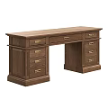 Elegant Traditional Wooden Dining Table With Multiple Drawers And Metal Handles
