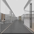 Modern Office Corridor Design With Glass Partitions Recessed Lighting And Gray Flooring