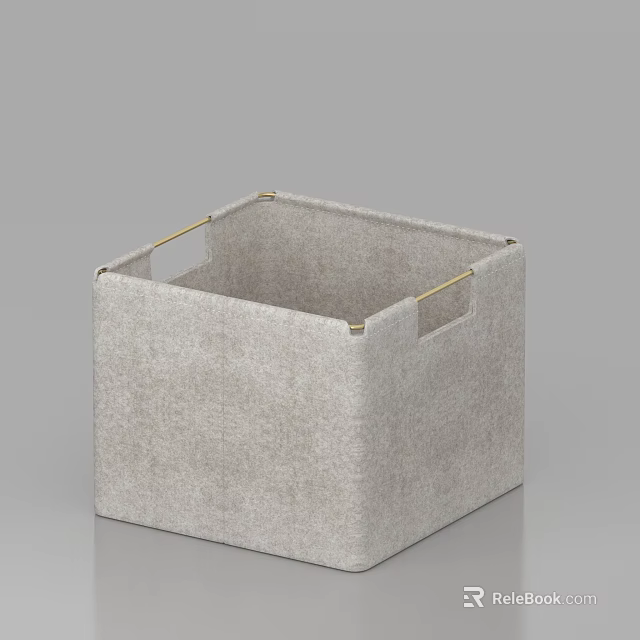 Gray Fabric Storage Basket With Metal Handles For Home Organizing Solutions 3d model 